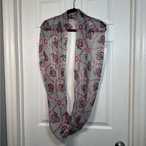 Ohio State Buckeyes Gray and Red Sheer Infinity Scarf - Flawed